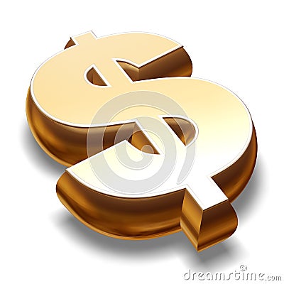 Gold Dollar Symbol Stock Photo