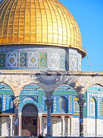 Gold Dome of the Rock Mosque Jerusalem Stock Photo