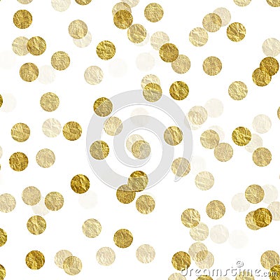 Gold Dots Faux Foil Metallic White Background Stock Photo