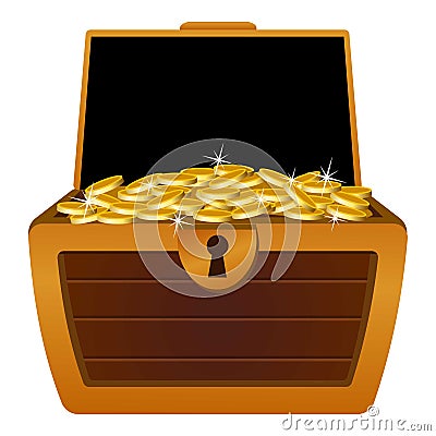 Gold dower chest icon, cartoon style Vector Illustration