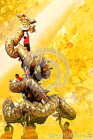 Gold dragon is Chinese Editorial Stock Photo