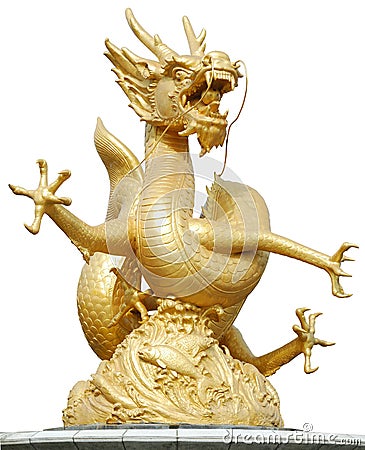 Gold Dragon Sculpture Stock Photo
