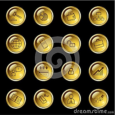 Gold drop business icons Vector Illustration