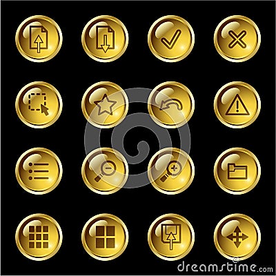 Gold drop image viewer icons Vector Illustration