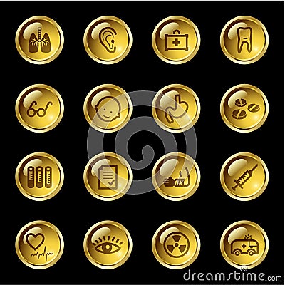 Gold drop medicine icons Vector Illustration