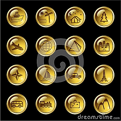 Gold drop travel icons Vector Illustration