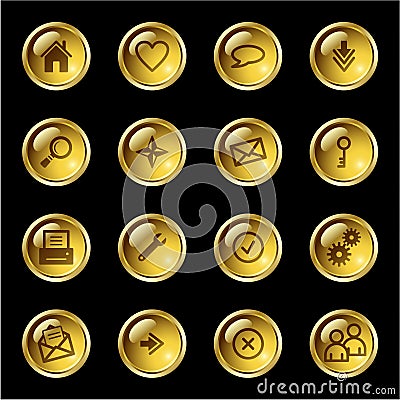 Gold drop web icons Vector Illustration