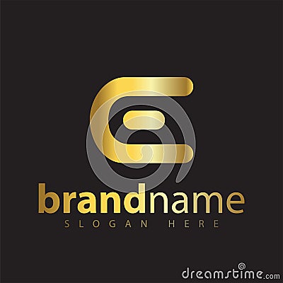 Gold E Letter Logo Icon Vector Stock Photo