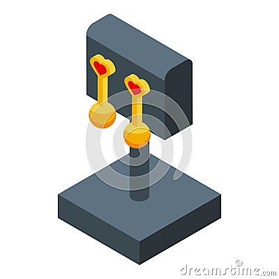 Gold earrings jewelry dummy icon, isometric style Vector Illustration