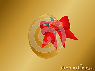 Gold Easter egg with bow Vector Illustration
