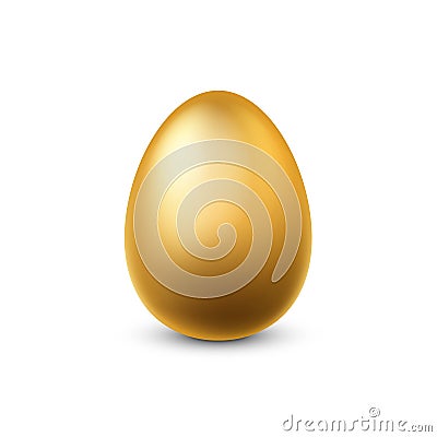 Gold egg. Traditional easter golden glittering realistic chicken egg for spring holidays, finance success and money Vector Illustration