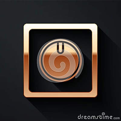 Gold Electric light switch icon isolated on black background. On and Off icon. Dimmer light switch sign. Concept of Vector Illustration