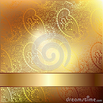 Gold elegant flower background with a lace pattern Vector Illustration