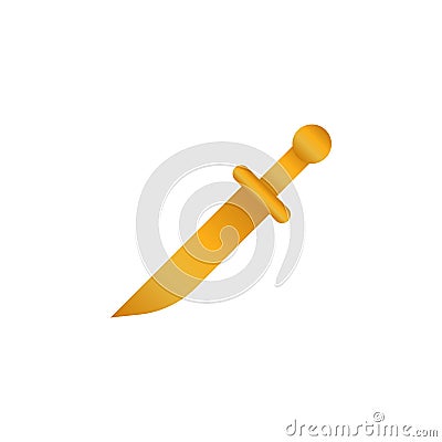 Gold emblem with combat knife icon and Peeve text inside Vector Illustration