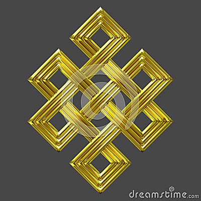 Gold eternal knot charm symbol Stock Photo