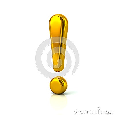 Gold exclamation point sign Cartoon Illustration