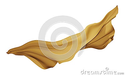 Gold fabric cloth flrying the wind isolated on white background with clipping path 3D render Stock Photo