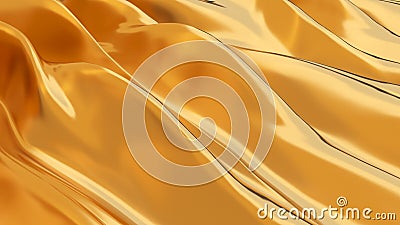 gold fabric curtain,abstract background golden curtain,abstract movement in gold,3d rendering Stock Photo