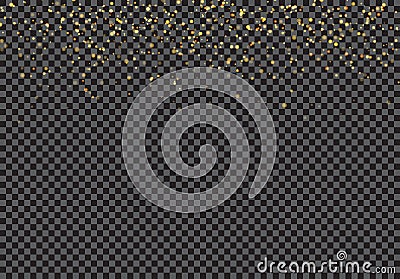 Gold falling glitter particles effect on transparent background Vector Illustration