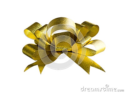 Gold fancy gift bow Stock Photo