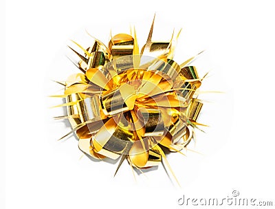 Gold fancy gift bow Stock Photo