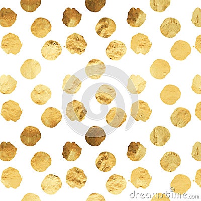 Gold Faux Foil Metallic Dots White Background Pattern Stock Photo