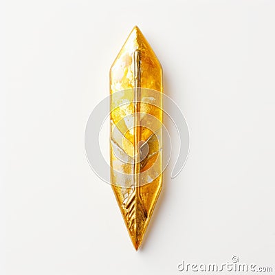 Gold Feather Pendant In Mote Kei Style: Symbolic Faceted Forms Stock Photo