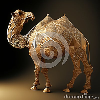 Gold Filigree Inlaid Camel (Generative AI) Stock Photo