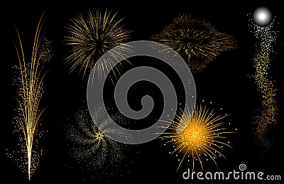 Gold fireworks Vector Illustration