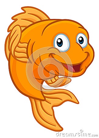 Gold Fish or Goldfish Cartoon Character Vector Illustration