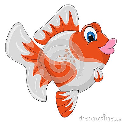 Gold fish orange color with pink color cartoon vector illustration Vector Illustration