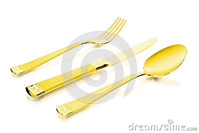 Gold flatware Stock Photo