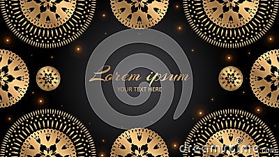 Gold floral ornament background with place for text. Ethnic arabic background Vector Illustration