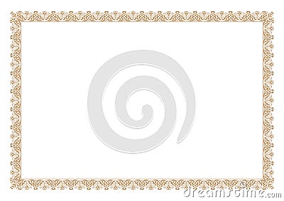 Gold Floral Ornament Frame & Border Vector Illustration