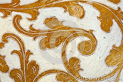 Gold flourish design. White background. Stock Photo