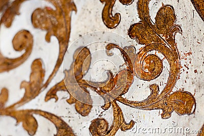 Gold flourish design. White background Stock Photo