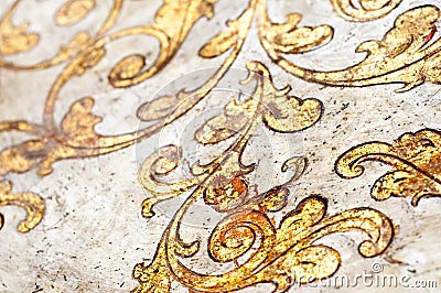 Gold flourish design. White background Stock Photo