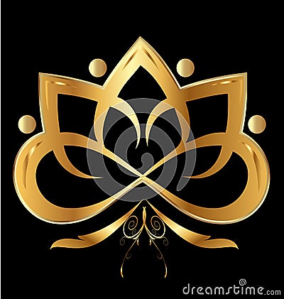 Gold flower lotus ornament Vector Illustration