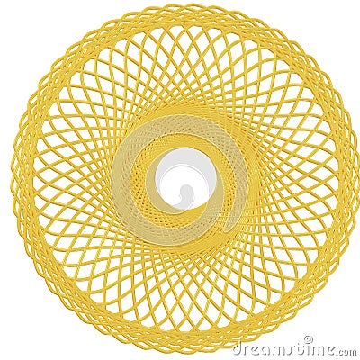 Gold flower shape Spirograph icon. 3d rendering. Stock Photo