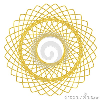 Gold flower shape Spirograph icon. 3d rendering. Cartoon Illustration