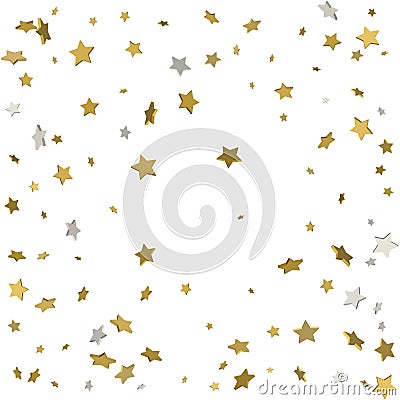 Gold flying stars confetti magic christmas frame vector, premium Vector Illustration