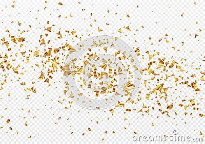 Gold foil confetti isolated on a transparent white background. Festive background. Vector illustration Vector Illustration