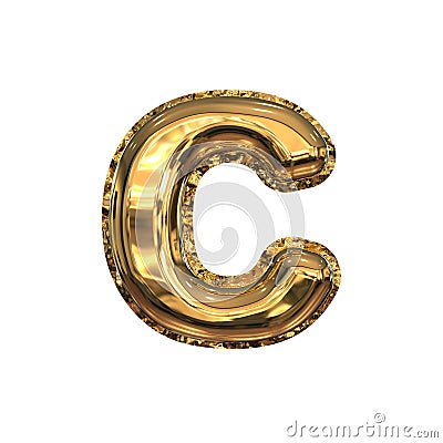 Gold Foil Helium Balloons Cyrillic Alphabet Isolated on White Background. Russian Letter S. Stock Photo