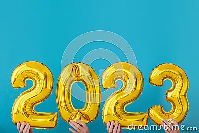 Gold foil number two thousand and twenty three 2023 celebration Stock Photo