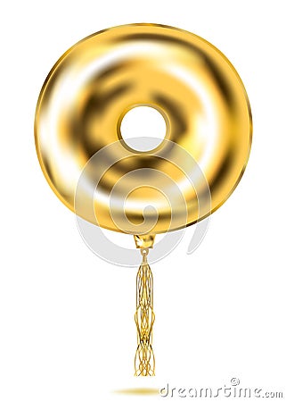 Gold Foil O-letter Balloon, golden donat. Image birthday celebration, social party and any holiday events Vector Illustration