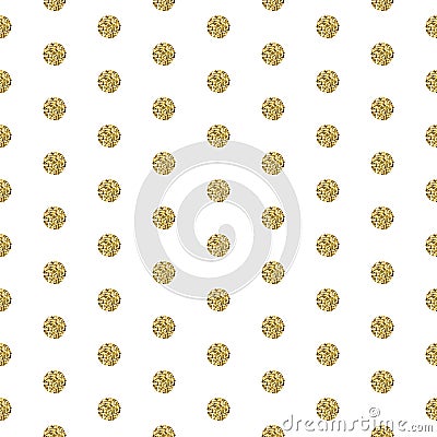 Gold foil shimmer glitter polkadot seamless pattern. Vector Illustration