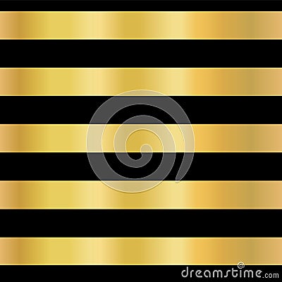 Gold foil stripe seamless vector background. Horizontal gold lines on black pattern. Elegant, simple, luxurious design for Vector Illustration