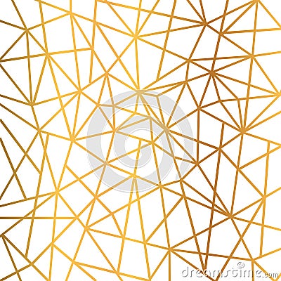 Gold foil wire triangles geometric seamless mosaic repeat pattern background - vector Vector Illustration