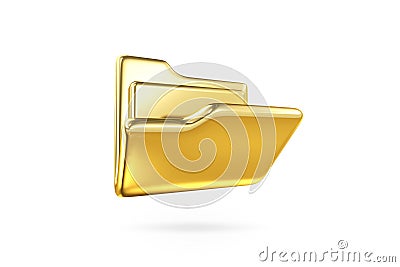 Gold folder with document list icon. 3d folder and paper for management file. document efficient work on project plan concept. 3d Stock Photo