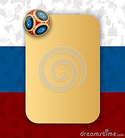 Gold football world cup background with russian flag. Vector Illustration